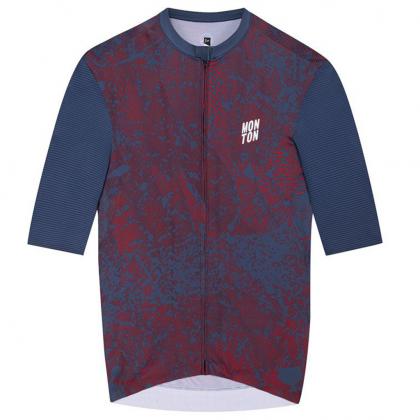 Monton Topography Men's Cycling Jersey (Crimson Navy)