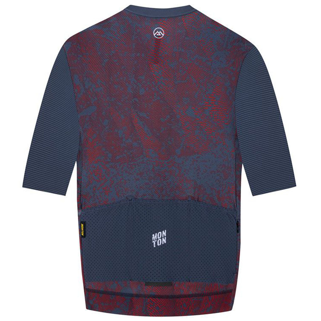 Monton Topography Men's Cycling Jersey (Crimson Navy)
