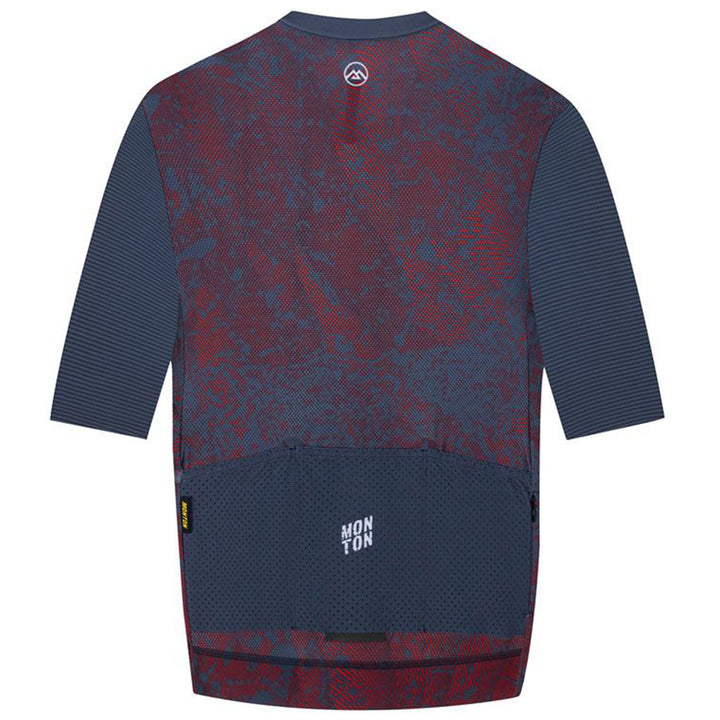 Monton Topography Men's Cycling Jersey (Crimson Navy)