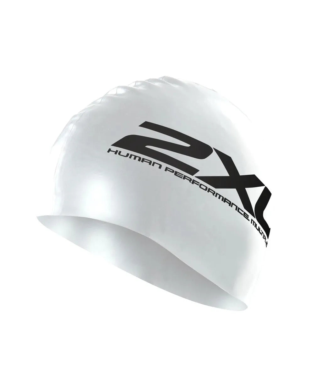 2XU US1355F Silicone Swim Cap (White/White)