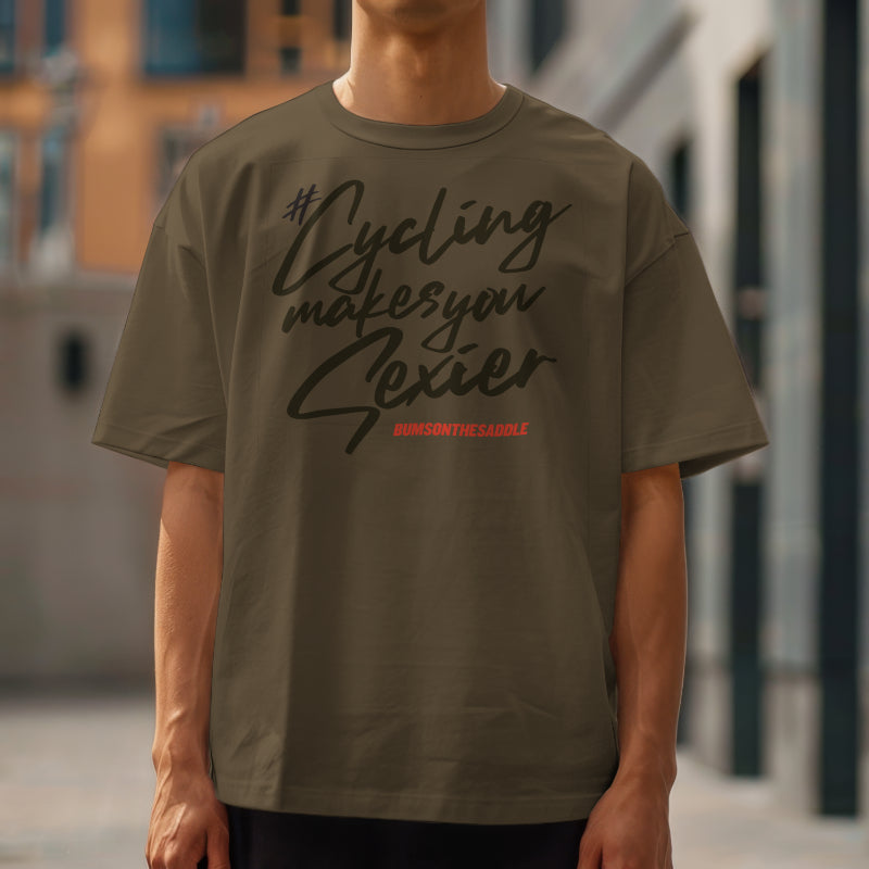 BUMSONTHESADDLE Cycling Makes you Sexier Casual T-Shirt (Coffee Brown)