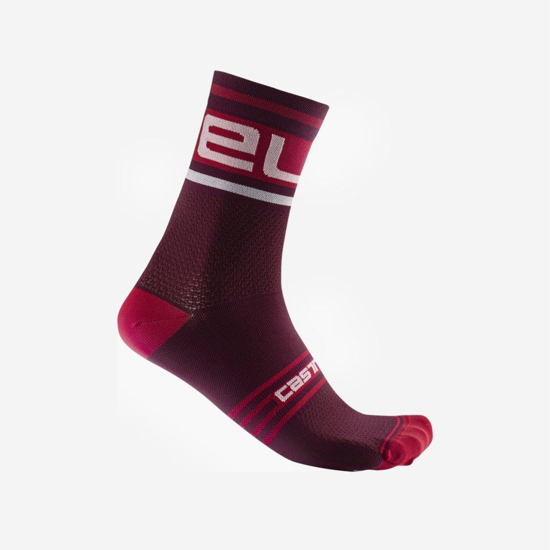 Castelli Rosso Prologo 15 Men's Cycling Socks (Bordeaux White) - BUMSONTHESADDLE