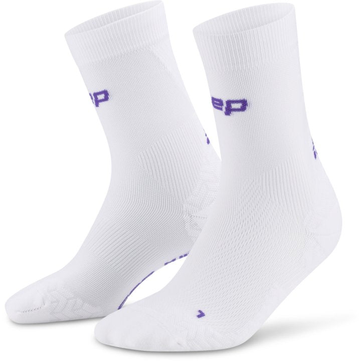 CEP Compression Core Run Ultralight Mid Cut 4.0 Men's Compression Socks (White)