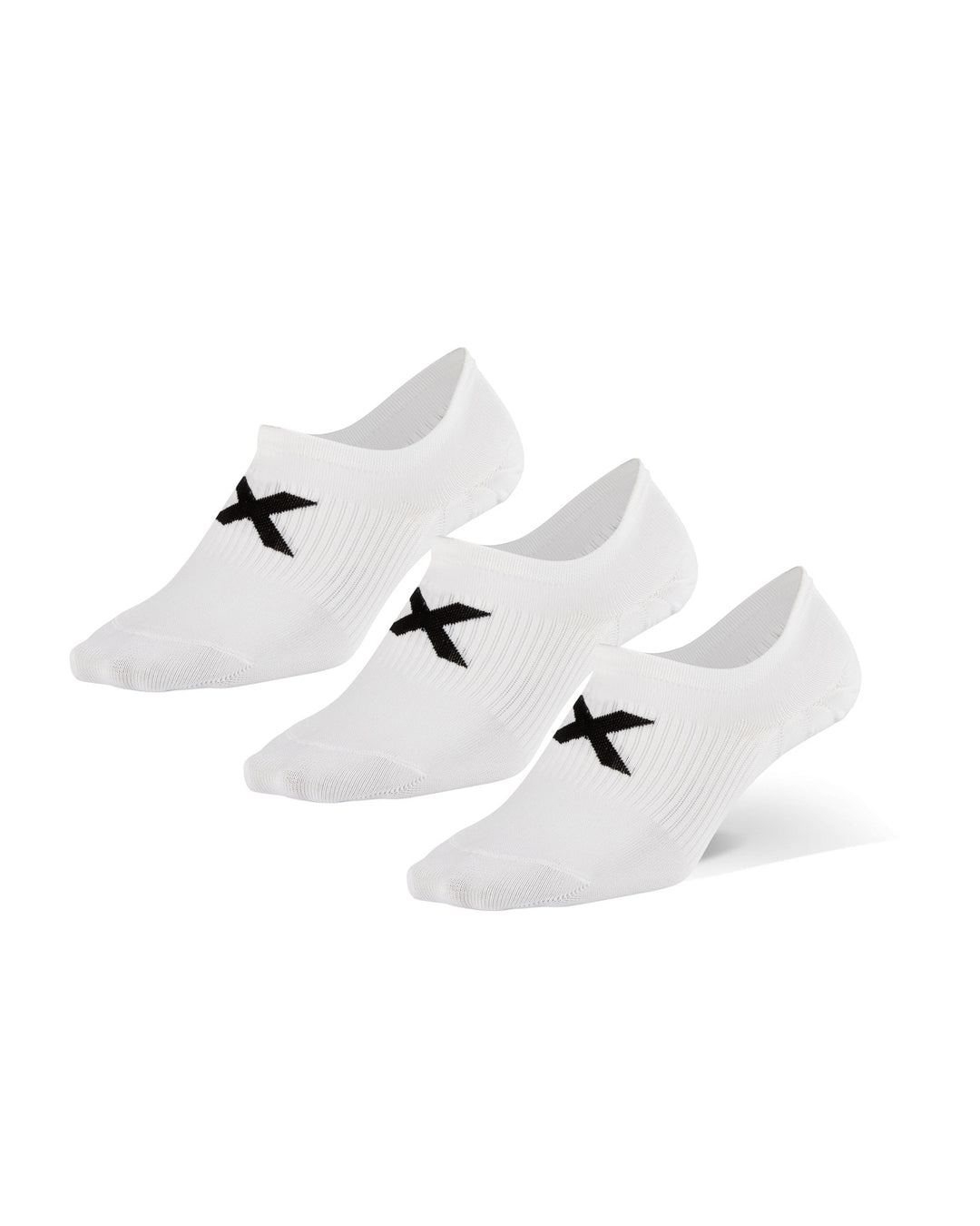 2XU UQ6550E Invisible Unisex Running Socks - Pack of 3 (White/Black)