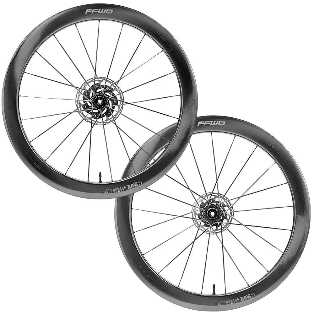 FFWD Raw 55 Carbon Tubeless Ready Disc Brake Wheel - Shimano (Glossy Black) - BUMSONTHESADDLE