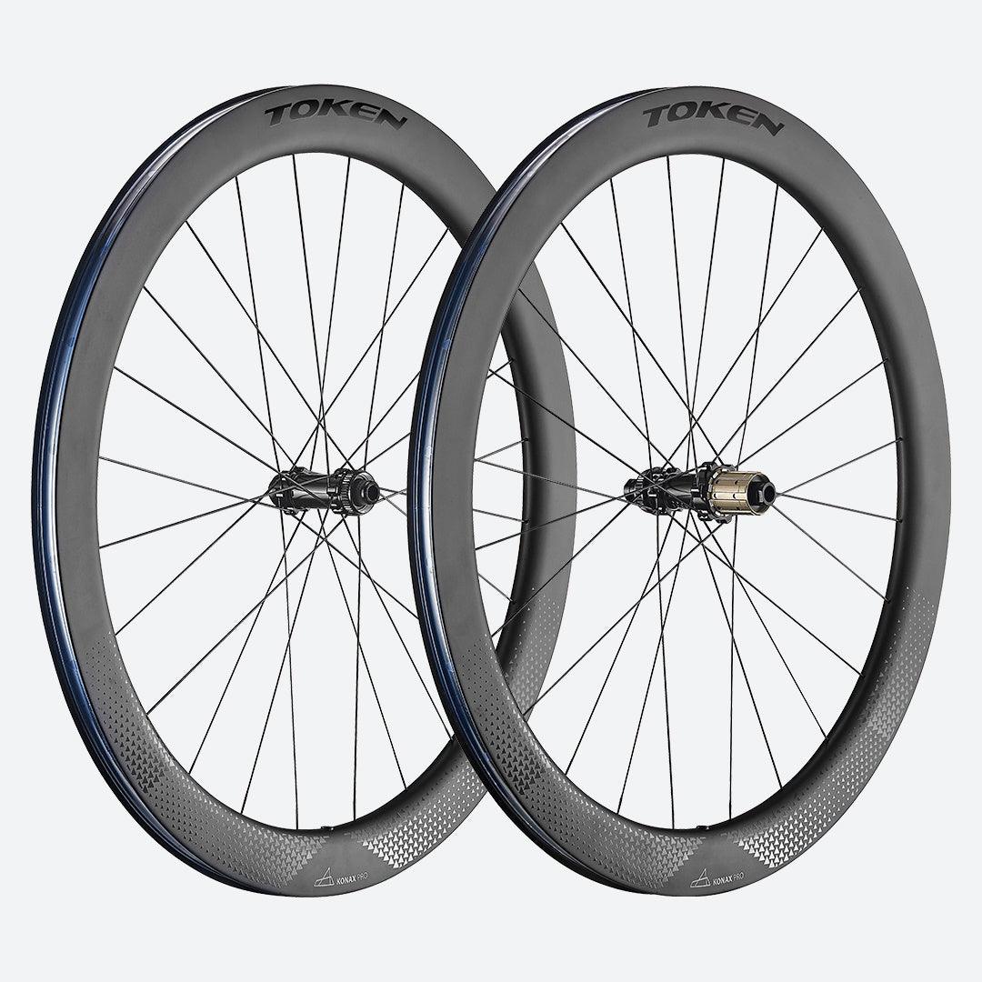 Token Ventous and Konax Pro Carbon Disc Brake Wheel- Shimano/Sram (Black/White Decal) - BUMSONTHESADDLE