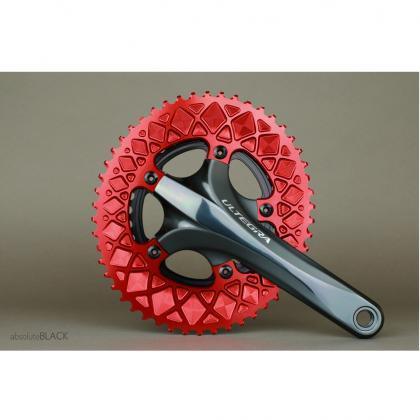 AbsoluteBlack Shimano Oval Chainrings (Red) - BUMSONTHESADDLE