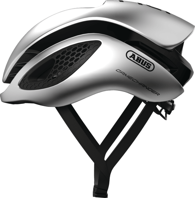 Abus Gamechanger Road Cycling Helmet (Gleam Silver) - BUMSONTHESADDLE