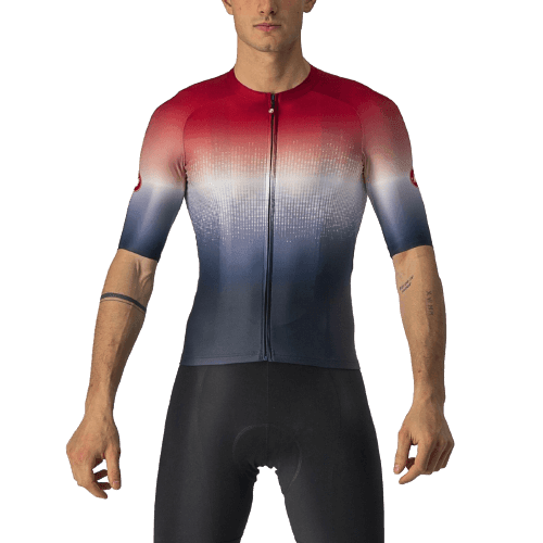 Castelli Aero Race Mens Cycling Jersey (Savile Blue/Pro Red