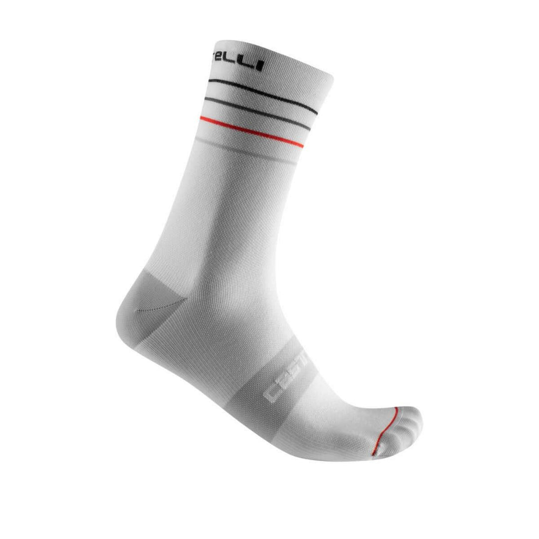 Castelli Endurance 15 Mens Cycling Socks (White/Black/Red) - BUMSONTHESADDLE