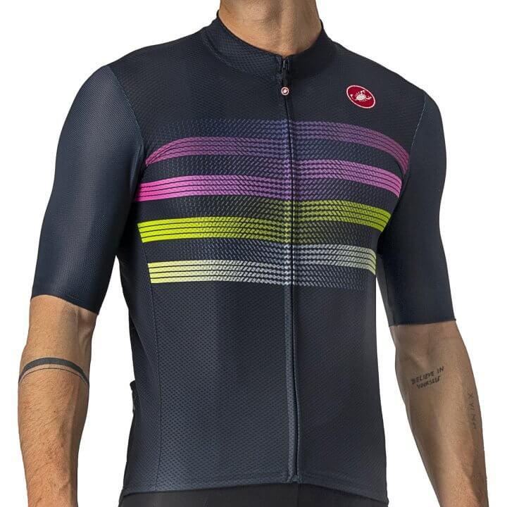Castelli Endurance Pro Mens Cycling Jersey (Savile Blue/Pink/Electric Lime)