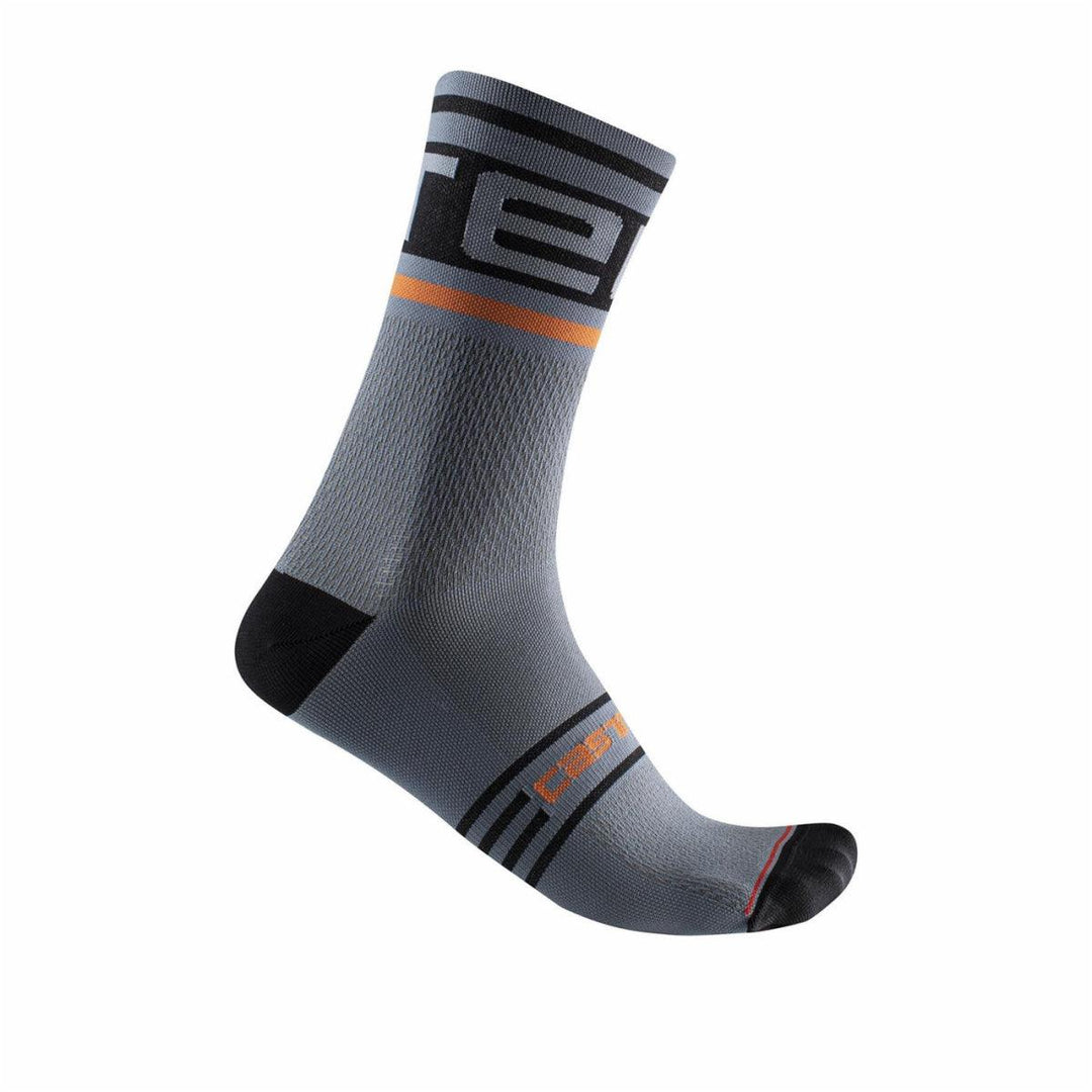 Castelli Prologo 15 Mens Cycling Socks (Light Steel Blue/Pop Orange-Black) - BUMSONTHESADDLE