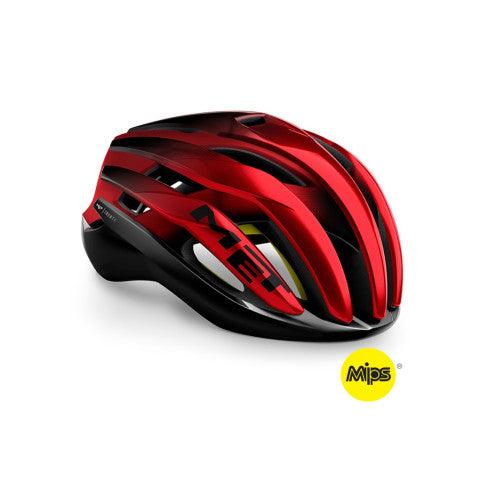 MET Trenta MIPS Road Cycling Helmet (Black/Red Metallic/Matt Glosy) - BUMSONTHESADDLE