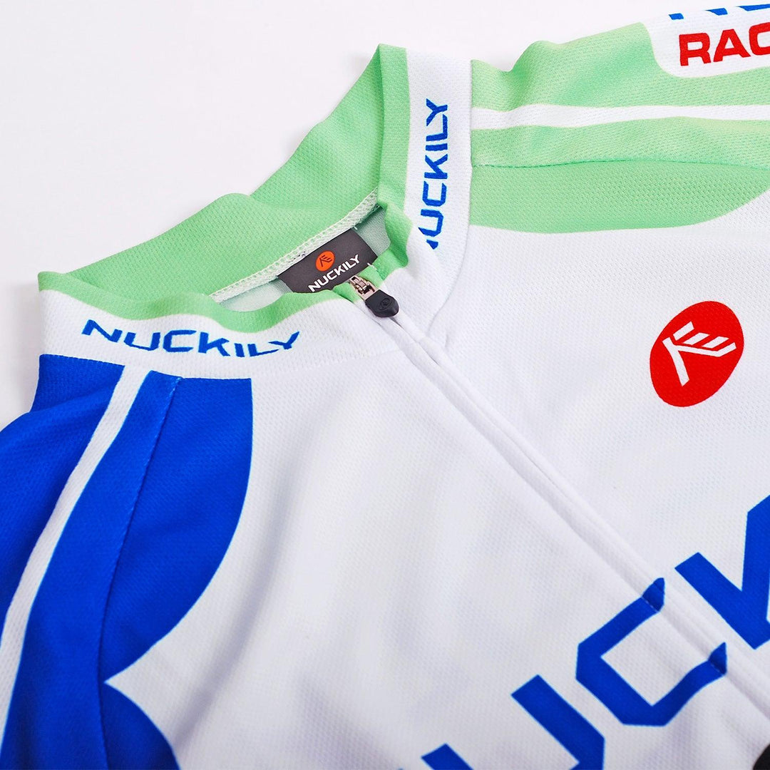 Nuckily MA003 Mens Cycling Jersey (White/Blue/Green) - BUMSONTHESADDLE