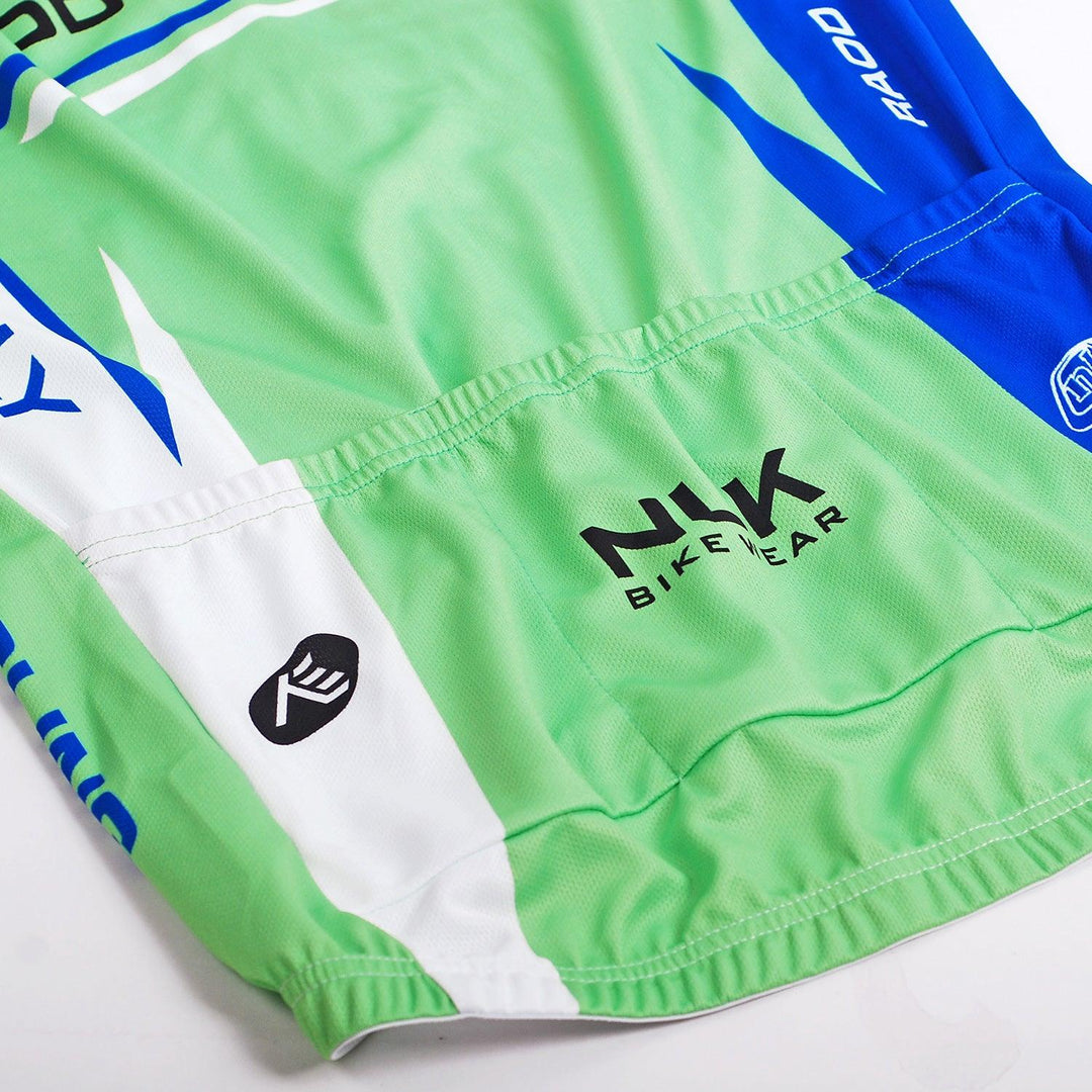 Nuckily MA003 Mens Cycling Jersey (White/Blue/Green) - BUMSONTHESADDLE