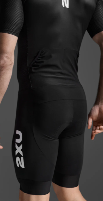 2XU Aero Hex Sleeved Men's Triathlon Suit (Black/White)