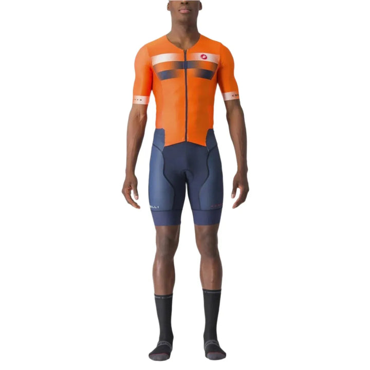 Castelli Free Sanremo 2 Men's Cycling Trisuit (Brilliant Orange/Belgian Blue)