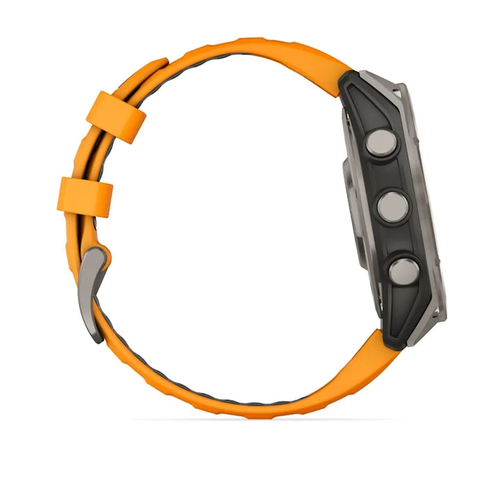 Garmin Fenix 8 Smart Watch (Sapphire/Titanium w/ Spark Orange/Graphite Silicone Band)