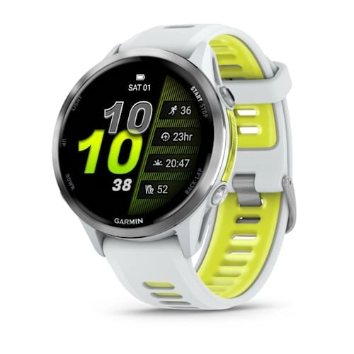 Garmin Forerunner 970 Smart Watch (Titanium/Whitestone Case/Whitestone/Translucent Amp Yellow Band)