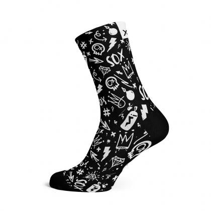 Sox Footwear Doodle Black Casual Crew Unisex Multi Sport Socks (Print)