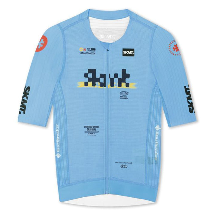 Monton SKMT Flux Block Mens Cycling Jersey, Sky Blue - front view