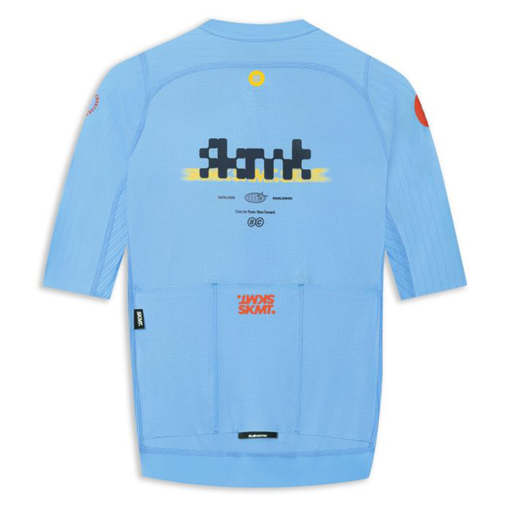 Monton SKMT Flux Block Mens Cycling Jersey, Sky Blue - back view