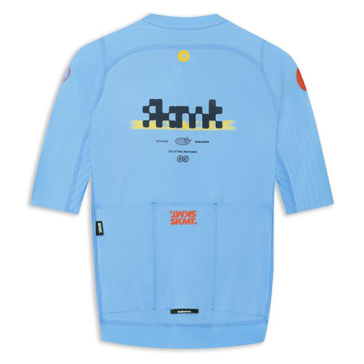 Monton SKMT Flux Block Mens Cycling Jersey, Sky Blue - back view