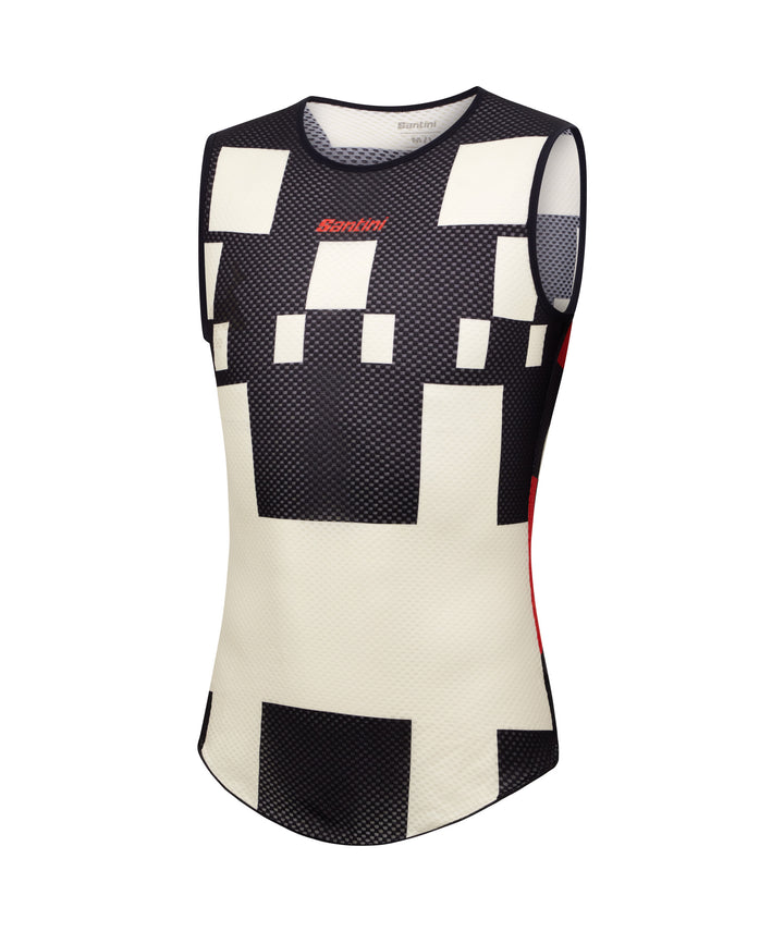 Santini Paris Roubaix Men's Cycling Baselayer (Black/White Print)