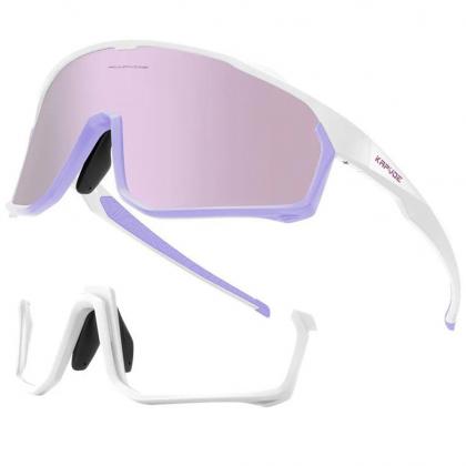 Kapvoe X93 Interchangeable Lower Frame Sport Sunglasses (Purple/White)