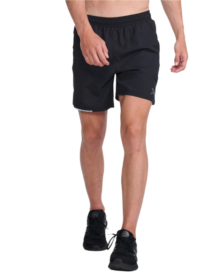 2XU MR6904B Aero 7 Inch Men's Running Shorts (Black/Silver Reflective)