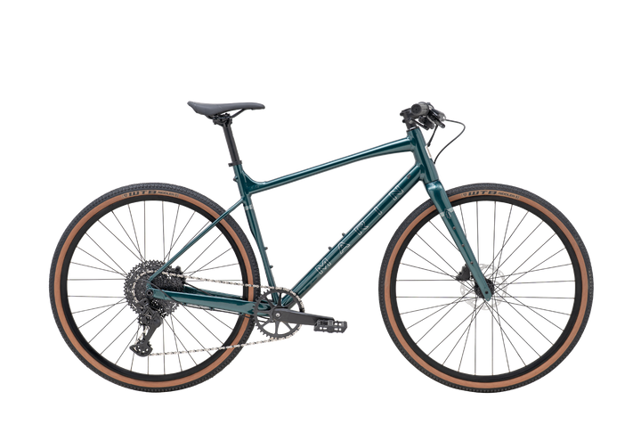Marin DSX 1 flat-bar gravel bike in Green Silver, side profile view