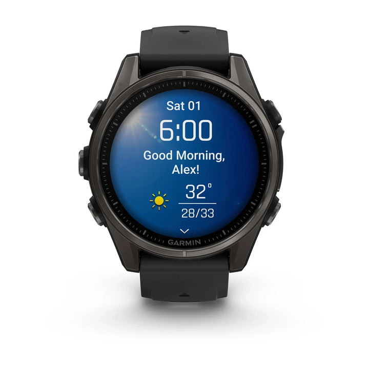 Garmin Fenix 8 Smart Watch (Sapphire/Carbon Grey DLC Titanium w/ Black/Pebble Grey Silicone Band)