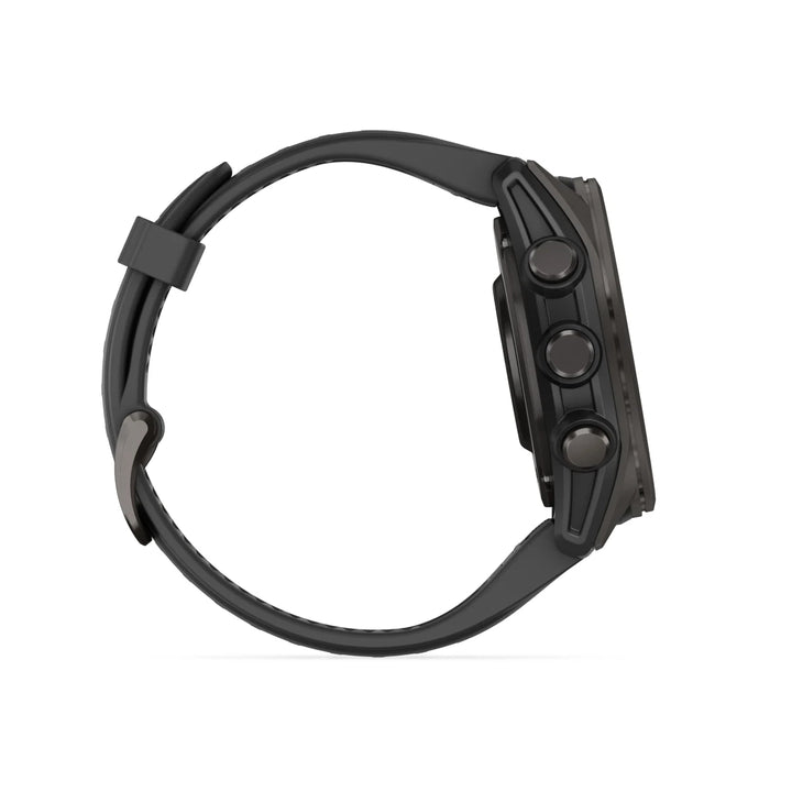 Garmin Fenix 8 Smart Watch (Sapphire/Carbon Grey DLC Titanium w/ Black/Pebble Grey Silicone Band)
