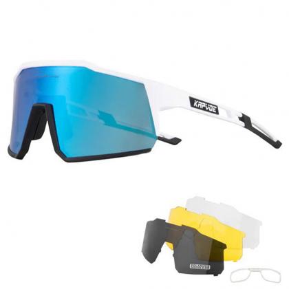 Kapvoe KE9022 Sport Sunglasses (White/Blue)
