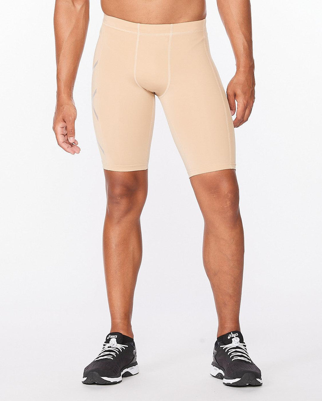 2XU Core Compression Men's Cycling Shorts (Beige/Silver) - BUMSONTHESADDLE