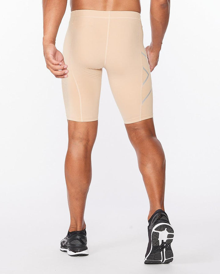 2XU Core Compression Men's Cycling Shorts (Beige/Silver) - BUMSONTHESADDLE