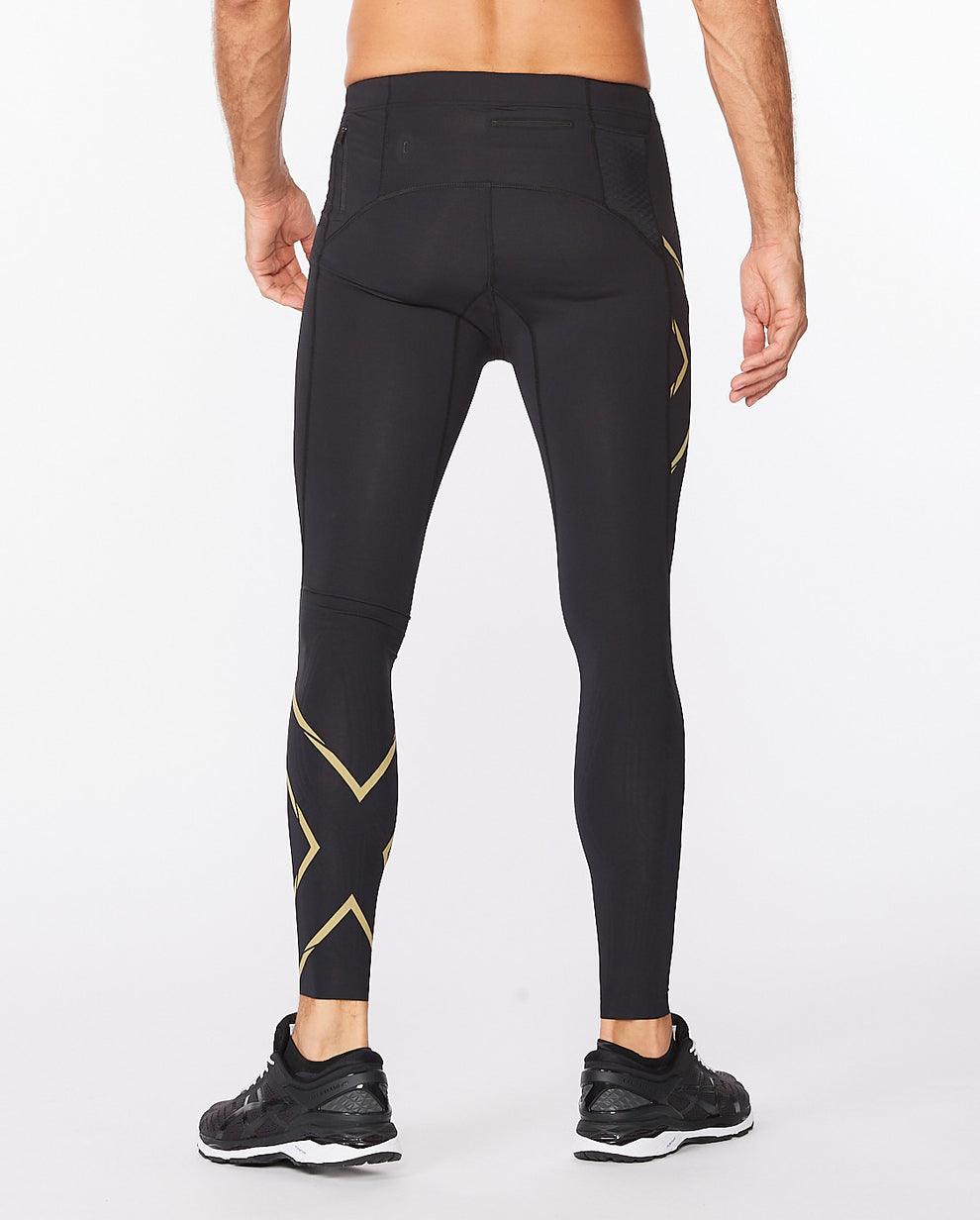 2XU MA5305B Light Speed Men's Compression Tights (Black/Gold Reflective)