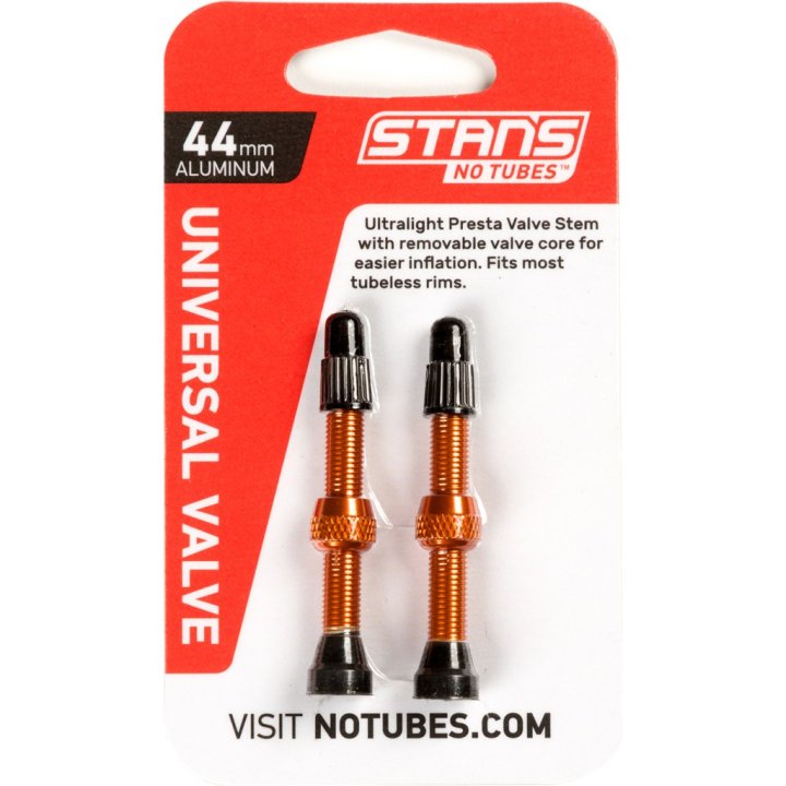 Stans NoTubes Universal Presta Valve Stem Pair (Orange)