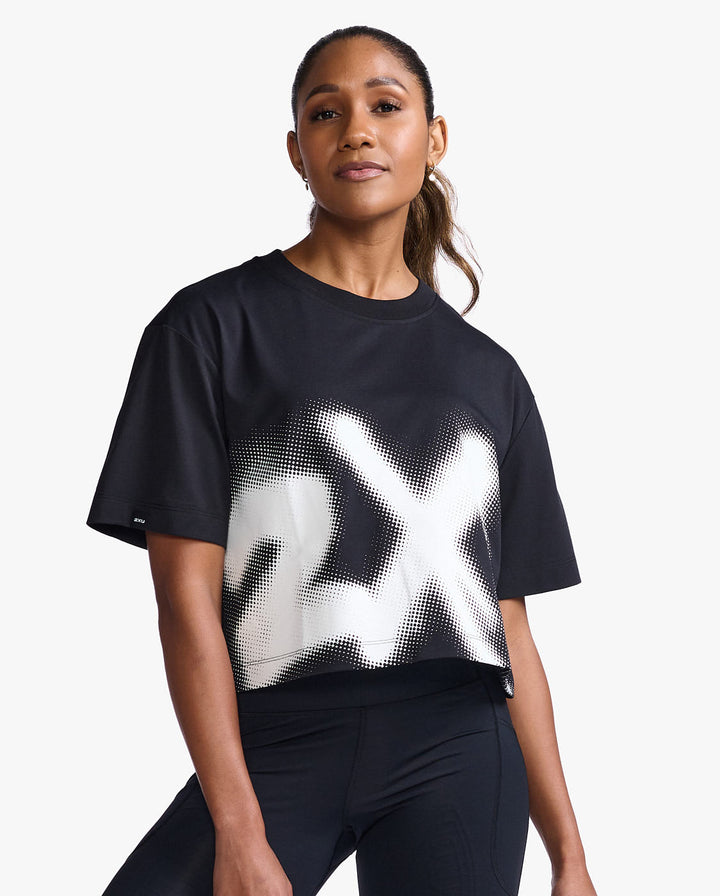 2XU WR6994A Form Crop Women's Running T-Shirt (Black/White)