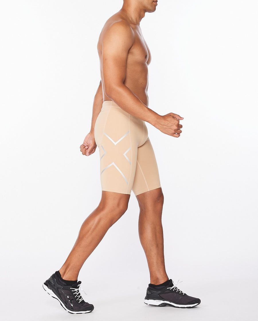 2XU MA3851B Men's Core Compression Shorts (Beige/Silver)