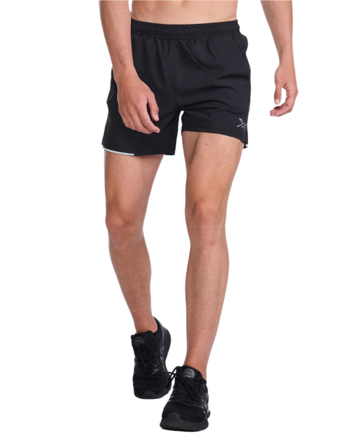 2XU MR6903B Aero 5 Inch Men's Running Shorts (Black/Silver Reflective)