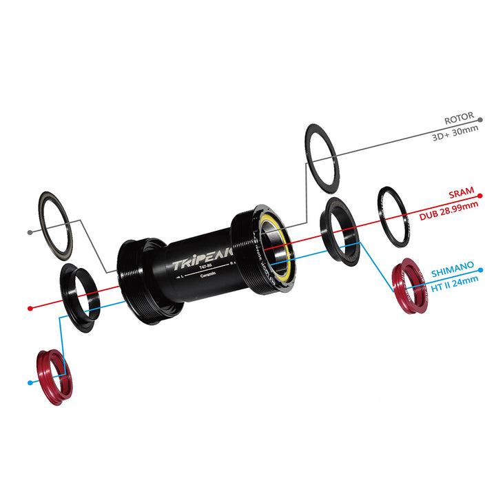 Tripeak  T47 3 in 1 Road Bottom Bracket (Black)