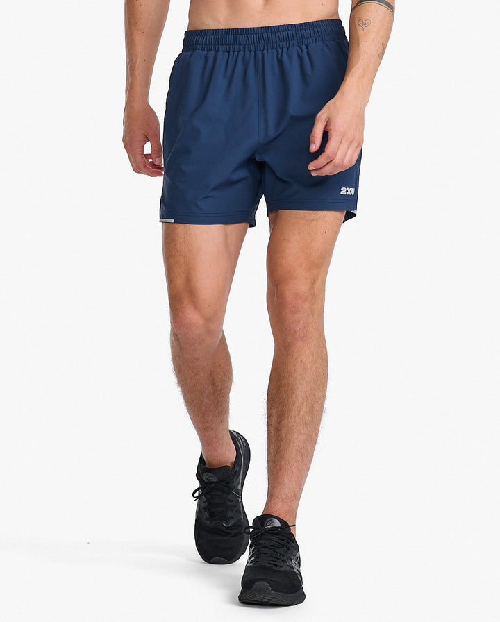 2XU MR6903B Aero 5 Inch Men's Running Shorts (Midnight/Silver Reflective)