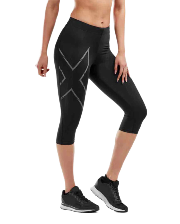 2XU WA5333B MCS Run 3/4 Women's Compression Tights (Black/Black Reflective)