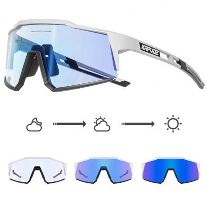 Kapvoe KE9022 Sport Sunglasses (White/Blue/Black)
