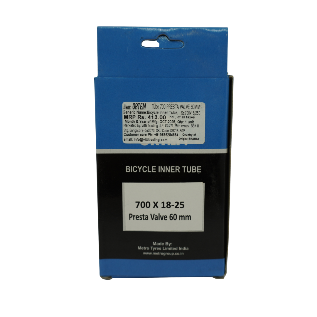 Ortem 700x18–25c 60mm Presta Valve Road Tube