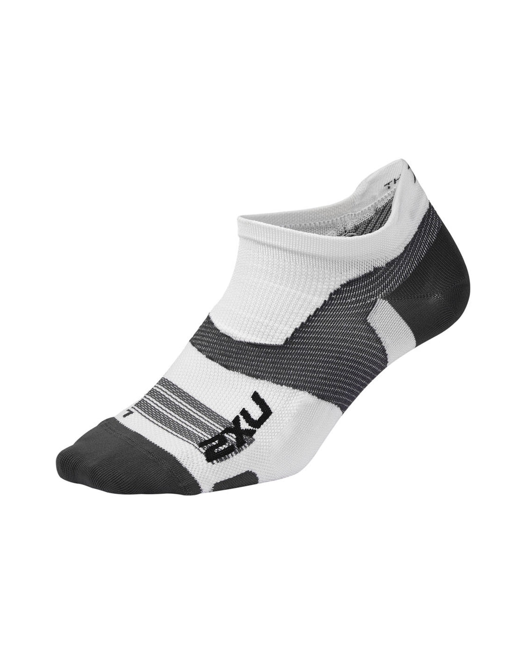 2XU UA5042E Vectr Light Cushion No Show Unisex Compression Socks (Black/Grey)