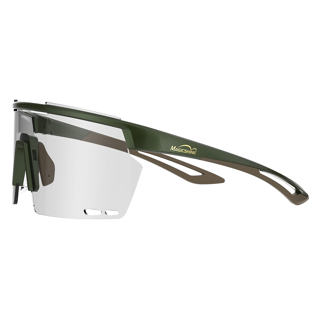Magicshine Rouler Photochromic Sports Sunglasses (Matt Green/Brown)