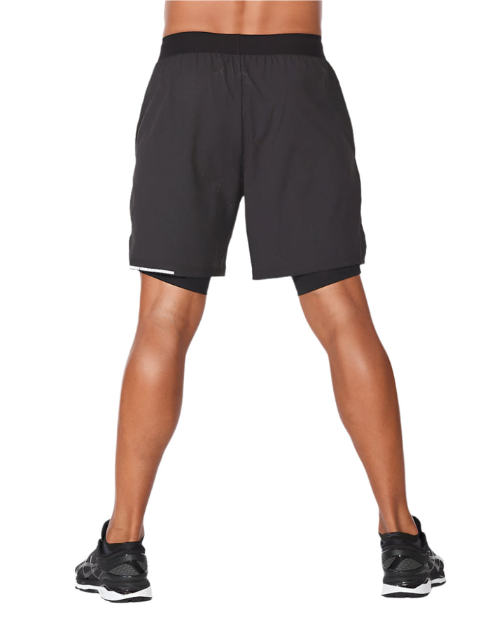2XU MR6536B Aero 2 in 1 7 Inch Men's Running Shorts (Black/Silver Reflective)