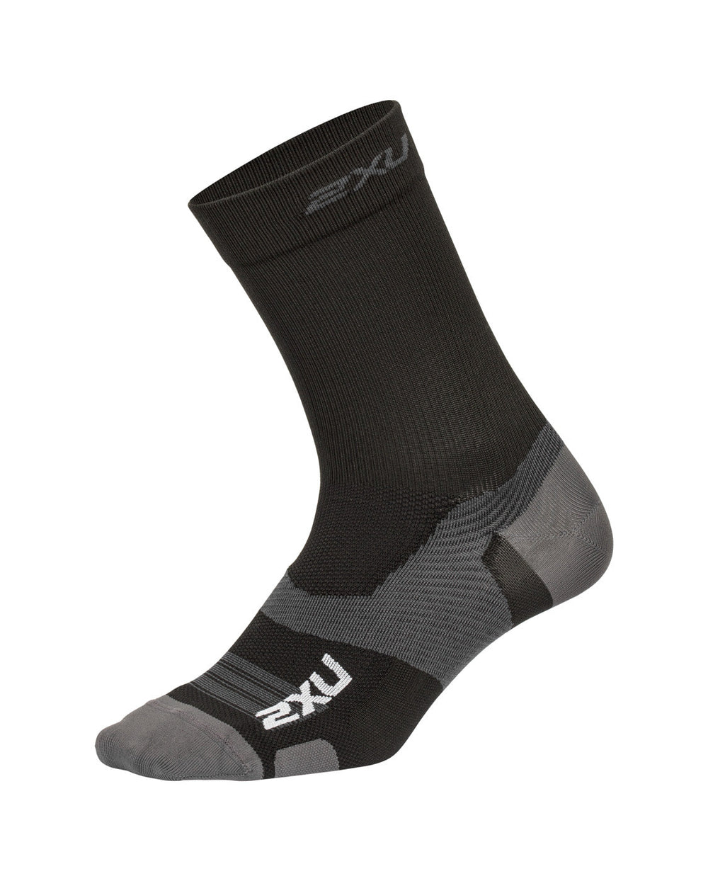 2XU Vectr Ultralight Crew Unisex Cycling Socks (Black/Titanium)